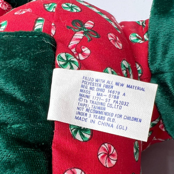 Vintage Teddy Bear Christmas Plush Sweater Slippers Candy Cane PJ's Stocking Hat - Picture 5 of 11